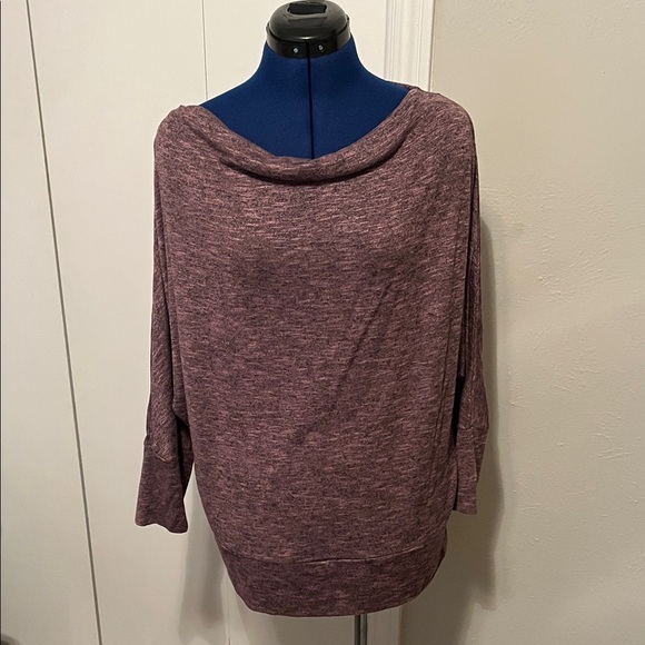 Jennifer Lopez Sweaters - Jennifer Lopez 3/4 Sleeve Heather Purple Sweater Top Draped Neck | Size XXL